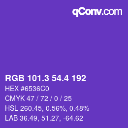 カラーコード: RGB 101.3 54.4 192 | qconv.com