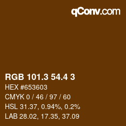 カラーコード: RGB 101.3 54.4 3 | qconv.com