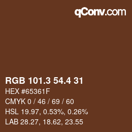 カラーコード: RGB 101.3 54.4 31 | qconv.com