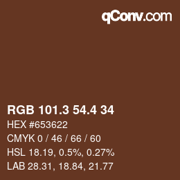 カラーコード: RGB 101.3 54.4 34 | qconv.com