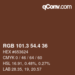 カラーコード: RGB 101.3 54.4 36 | qconv.com