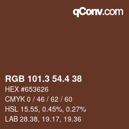 カラーコード: RGB 101.3 54.4 38 | qconv.com