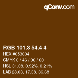 カラーコード: RGB 101.3 54.4 4 | qconv.com