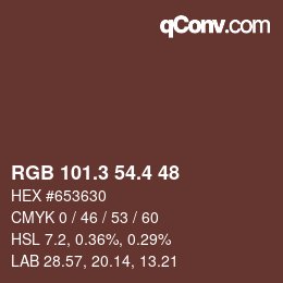 カラーコード: RGB 101.3 54.4 48 | qconv.com