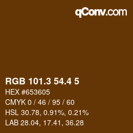 カラーコード: RGB 101.3 54.4 5 | qconv.com