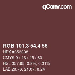 カラーコード: RGB 101.3 54.4 56 | qconv.com