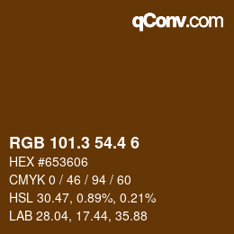 カラーコード: RGB 101.3 54.4 6 | qconv.com