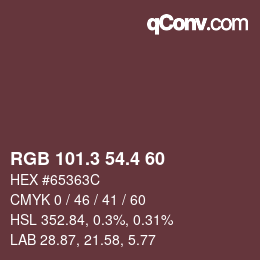カラーコード: RGB 101.3 54.4 60 | qconv.com