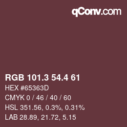 カラーコード: RGB 101.3 54.4 61 | qconv.com