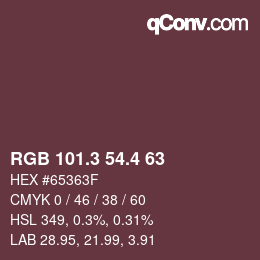 カラーコード: RGB 101.3 54.4 63 | qconv.com