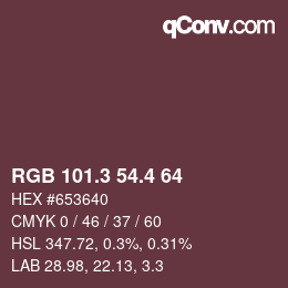カラーコード: RGB 101.3 54.4 64 | qconv.com