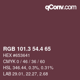 カラーコード: RGB 101.3 54.4 65 | qconv.com