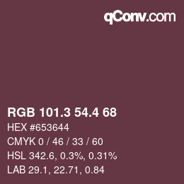 カラーコード: RGB 101.3 54.4 68 | qconv.com