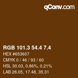 カラーコード: RGB 101.3 54.4 7.4 | qconv.com