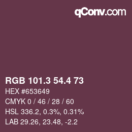 カラーコード: RGB 101.3 54.4 73 | qconv.com