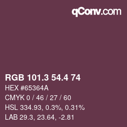 カラーコード: RGB 101.3 54.4 74 | qconv.com