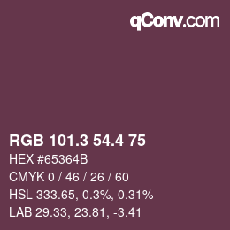 カラーコード: RGB 101.3 54.4 75 | qconv.com