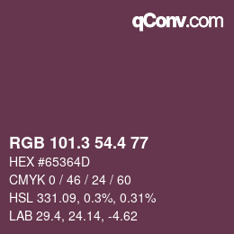 カラーコード: RGB 101.3 54.4 77 | qconv.com