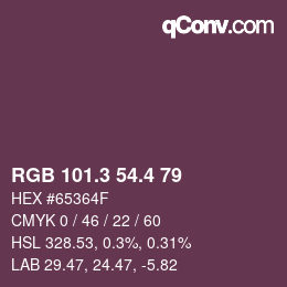 カラーコード: RGB 101.3 54.4 79 | qconv.com