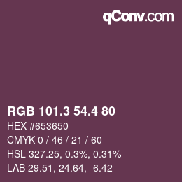 カラーコード: RGB 101.3 54.4 80 | qconv.com