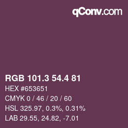 カラーコード: RGB 101.3 54.4 81 | qconv.com