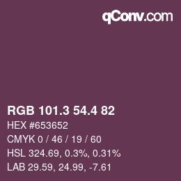 カラーコード: RGB 101.3 54.4 82 | qconv.com
