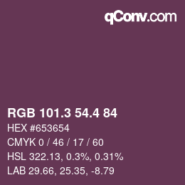 カラーコード: RGB 101.3 54.4 84 | qconv.com