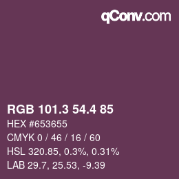 カラーコード: RGB 101.3 54.4 85 | qconv.com