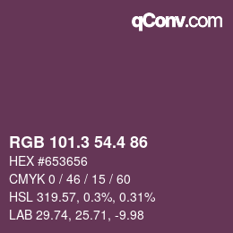 カラーコード: RGB 101.3 54.4 86 | qconv.com