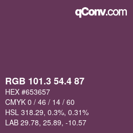 カラーコード: RGB 101.3 54.4 87 | qconv.com