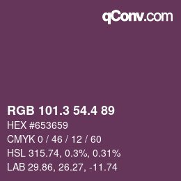 カラーコード: RGB 101.3 54.4 89 | qconv.com