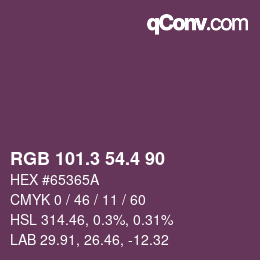 カラーコード: RGB 101.3 54.4 90 | qconv.com