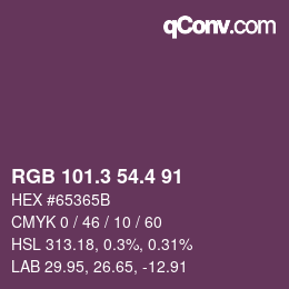 カラーコード: RGB 101.3 54.4 91 | qconv.com