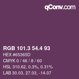 カラーコード: RGB 101.3 54.4 93 | qconv.com