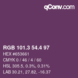 カラーコード: RGB 101.3 54.4 97 | qconv.com