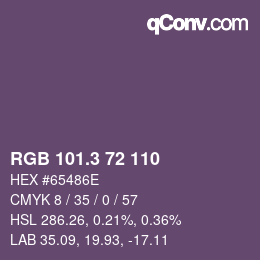 カラーコード: RGB 101.3 72 110 | qconv.com