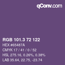 カラーコード: RGB 101.3 72 122 | qconv.com