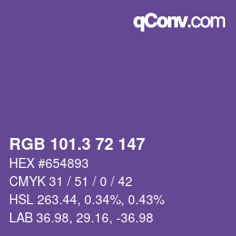 カラーコード: RGB 101.3 72 147 | qconv.com