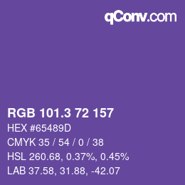 カラーコード: RGB 101.3 72 157 | qconv.com