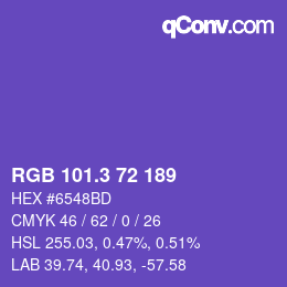 カラーコード: RGB 101.3 72 189 | qconv.com