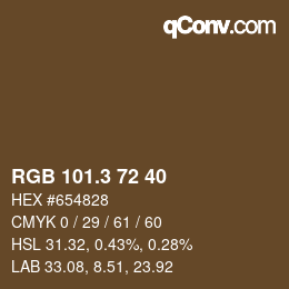 カラーコード: RGB 101.3 72 40 | qconv.com