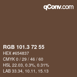 カラーコード: RGB 101.3 72 55 | qconv.com
