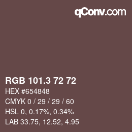 カラーコード: RGB 101.3 72 72 | qconv.com