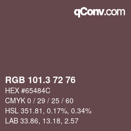 カラーコード: RGB 101.3 72 76 | qconv.com