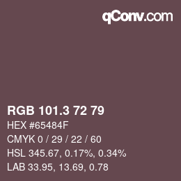カラーコード: RGB 101.3 72 79 | qconv.com