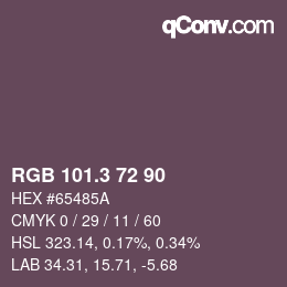 カラーコード: RGB 101.3 72 90 | qconv.com