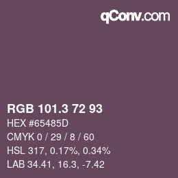 カラーコード: RGB 101.3 72 93 | qconv.com