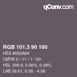 カラーコード: RGB 101.3 90 100 | qconv.com