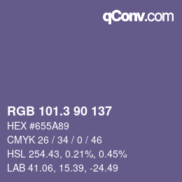 カラーコード: RGB 101.3 90 137 | qconv.com