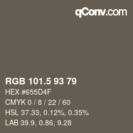 Color code: RGB 101.5 93 79 | qconv.com
